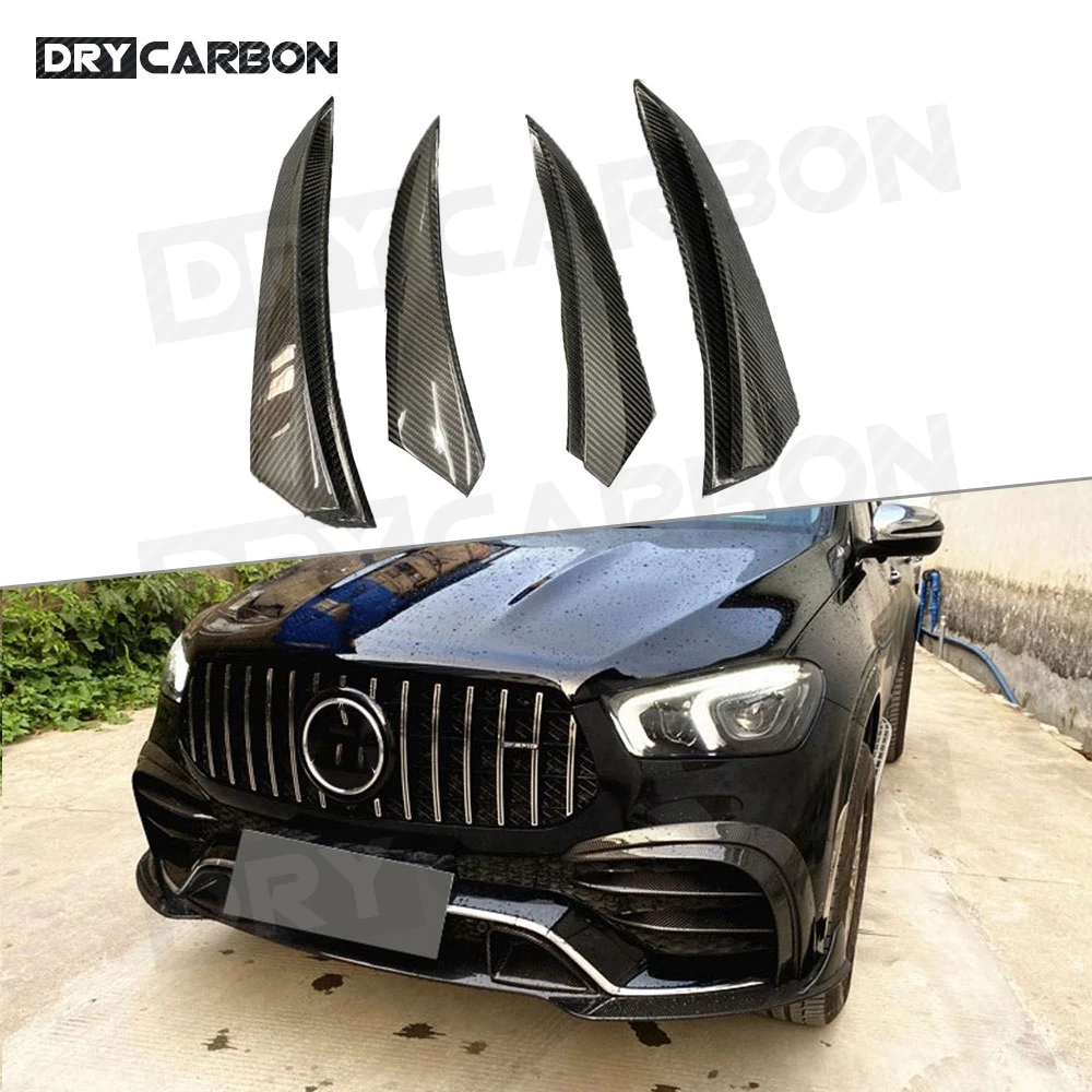 

For Mercedes Benz GLE Class W167 GLE53 AMG SUV 2020 UP Front Bumper Fender Trim Fins Canard Dry Carbon Fiber