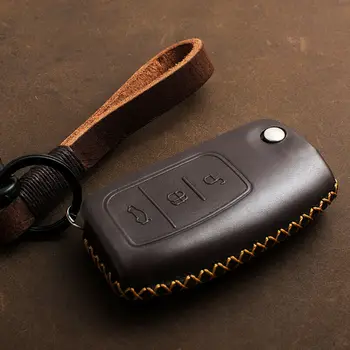 

Leather Car Key Cover Case For Ford Fiesta Focus Mondeo Falcon C-Max Eco Sport