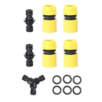 

1 Set of Garden Watering Hose Quick Connector Extendable Hose Tube Coupling Joint Set (Black and Yellow)