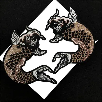 

10PCS Embroidery carp patch striped clothing handmade DIY applique sticker jacket backpack decorative patch washable ironing