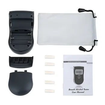 

Portable Police Breathalyzer Analyzer Detector Digital LCD Alcohol Sensor Breath Tester with 5 Disposable Mouth Pieces 818Portab