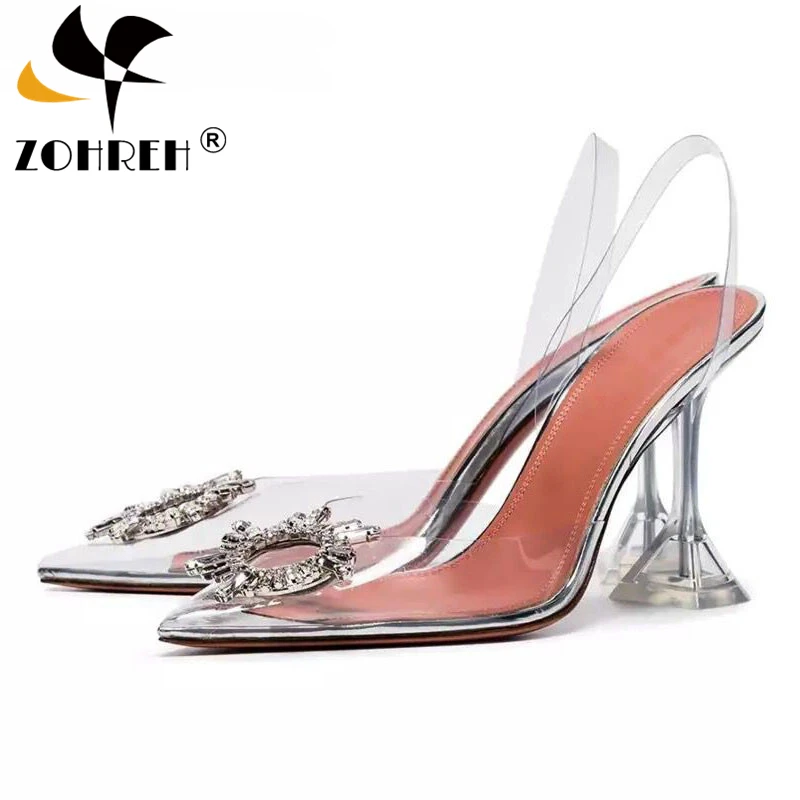 $11.24 Transparent Pvc Sandals Women Pointed Clear Crystal Cup High Heel Stilettos Pumps Summer Shoes