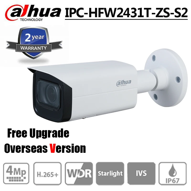 Dahua IPC HFW2431T ZS S2 4MP ip камера 2 7 13 5 мм H.265 IR 60m Bullet IP67 водонепроницаемая сетевая камера|ip