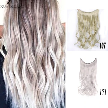 

XUANGUANG Long Hairpieces Synthetic wig heat resistance No Clip In Hair Extensions Secret Invisible Fish Line