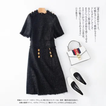 

New company 2020 spring clothing Europe station show thin and slim wool wool woolen dress women s wear