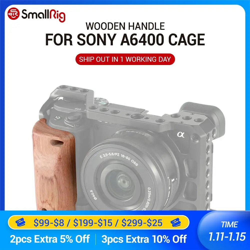 Деревянная ручка SmallRig A6400 для Sony клетка камеры APS2318|Моноподы| |