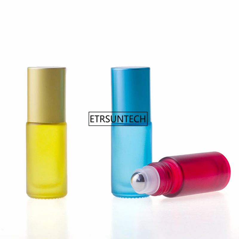 100 шт 5 мл матовое толстое стекло флакон для духов в рулоне с шариком из нержавеющей стали бутылка для эфирного масла F3742