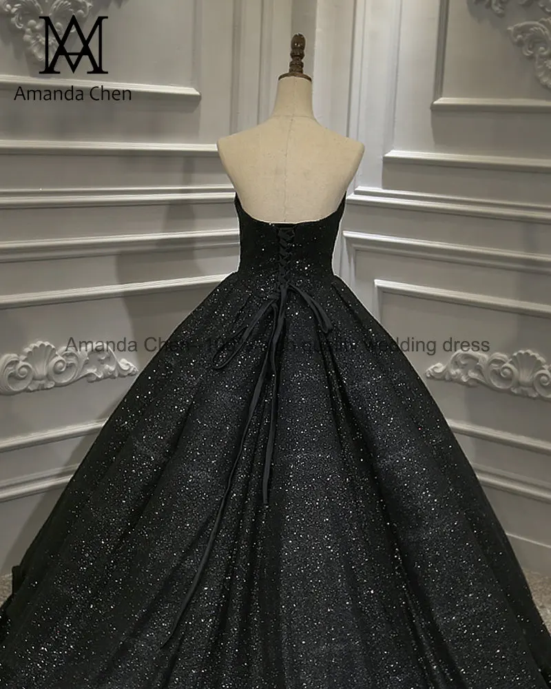 Gelinlikler с открытыми плечами сверкающие блестки черное свадебное турецкое платье