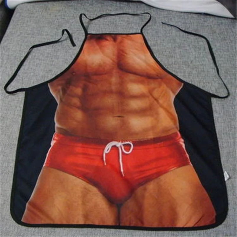 3D Creative Man Women Sexy Apron Cosplay Caps Party Funny Aprons for Chef Waiter Adjustable Cooking Pinafore Kitchen Accessories