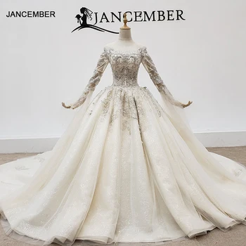 شراءHTL1402 الفاخرة فستان الزفاف 2020 خرز فضي اللؤلؤ الترتر حجر الراين زين فستان عروس Vestidos دي نوفيا Sencillos Y Simles