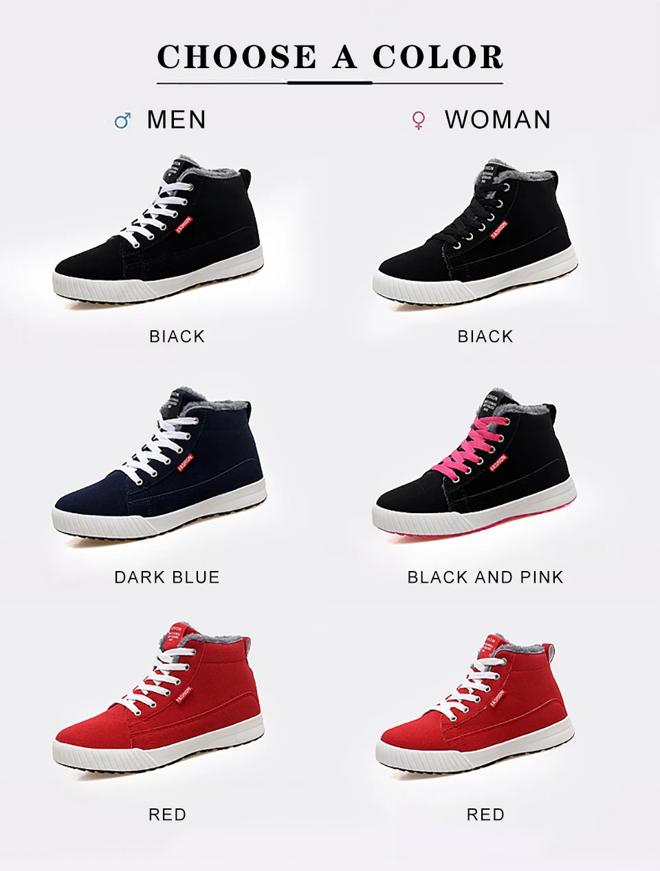 Winter couple shoes high top warm fashionable board shoes men's and women's casual shoes