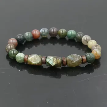 Charm Men Bracelet Natural Lava Stone Labradorite Beads Bracelet Men Women Chakra Diffuser Bracelets Beads Jewelry Tobilleras