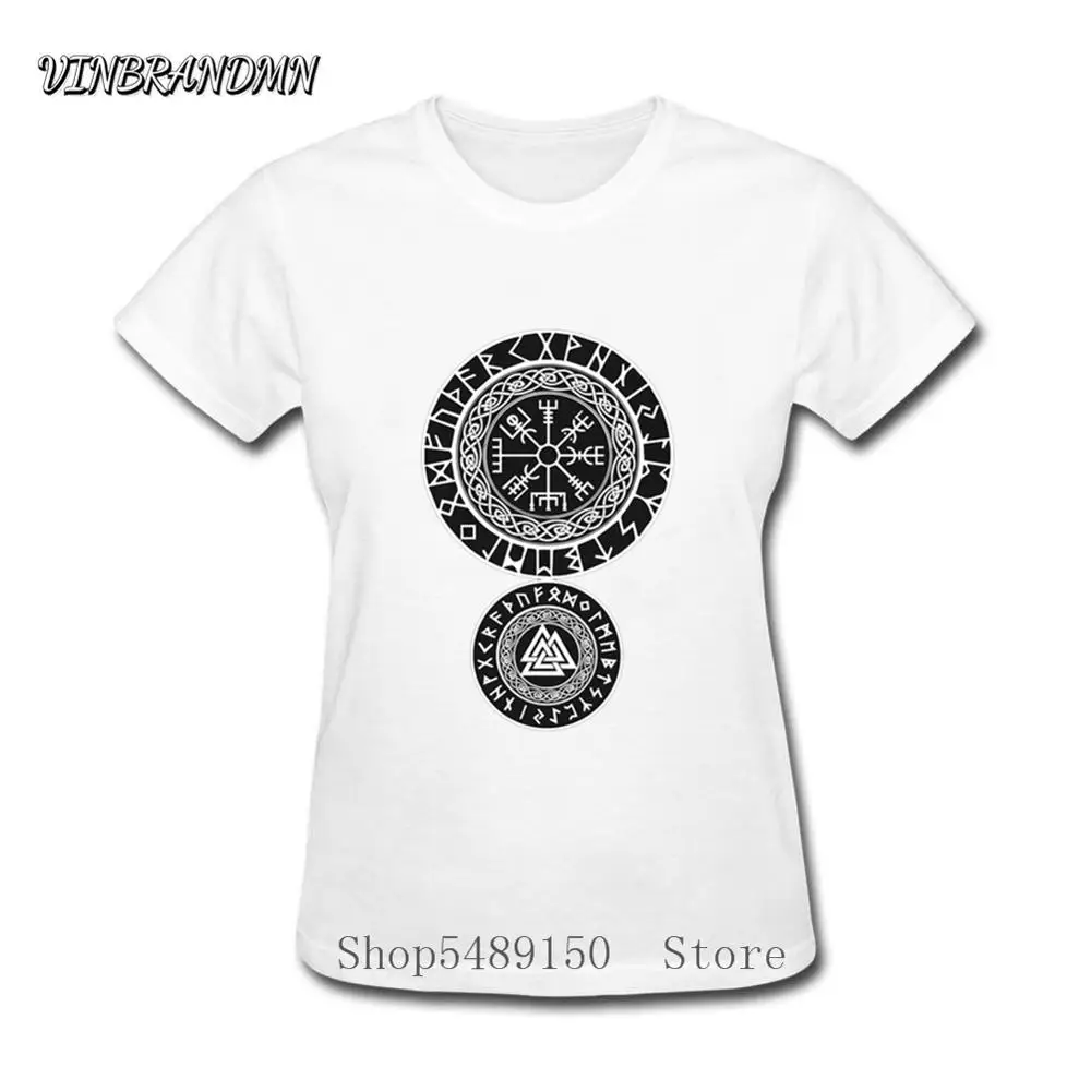 Новая Ретро футболка Vegvisir Женская крутая с символикой защиты викингов старый