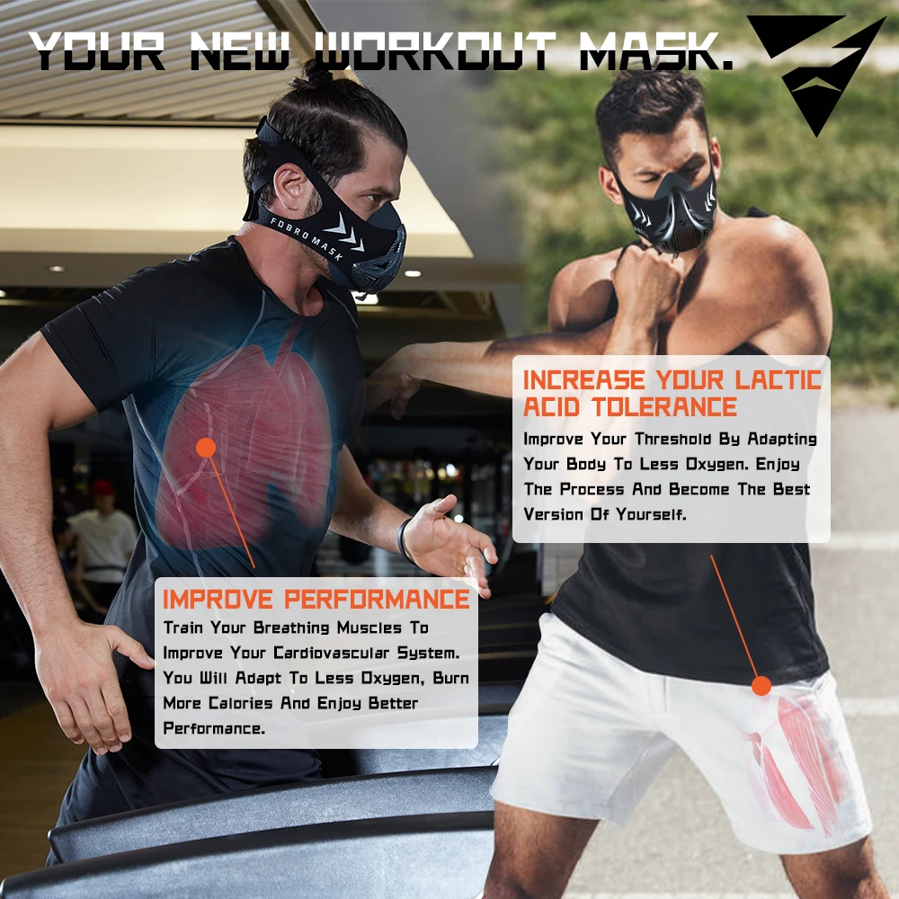 FDBRO Sport MASK Training Running Mask Pro Fitness Gym Workout Cycling Elevation High Altitude Training Conditioning Sports Mask