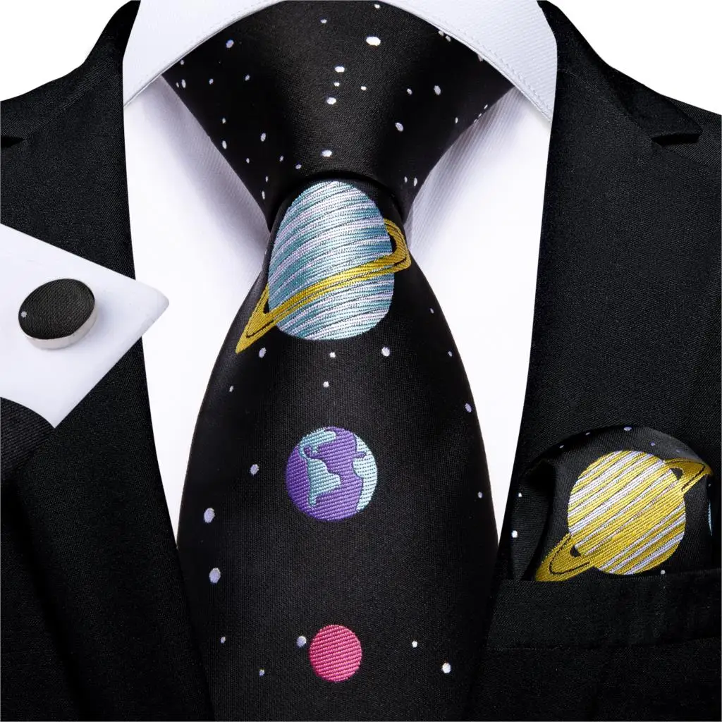 Мужской галстук с планетой, дизайн, Шелковый Свадебный галстук для мужчин, вечерние, деловые, модные галстуки, галстук, набор, DiBanGu, Прямая поставка - Цвет: SJT-7345