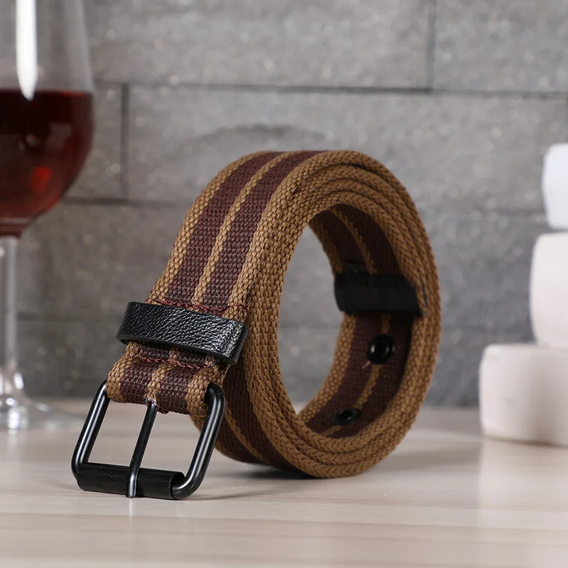 New Hot Selling Men's Woven Cotton Sports Canvas Thickened and Lengthened Belt leather belt