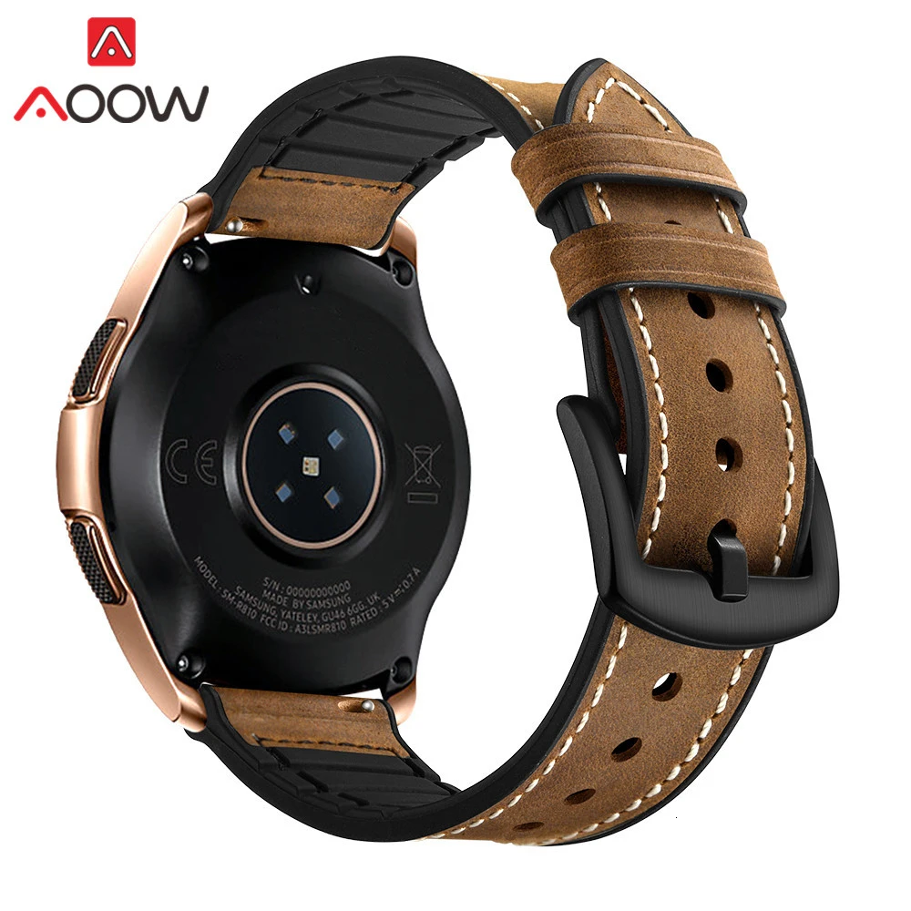 20 мм 22 мм силиконовый ремешок из натуральной кожи для samsung Galaxy Watch 42 мм 46 мм gear S3 S2 спортивный сменный Браслет ремешок