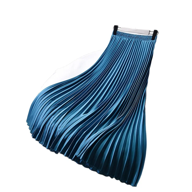 Женская плиссированная юбка макси трапециевидная средней длины с высокой талией