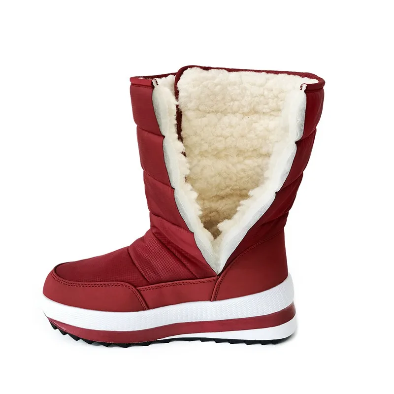REAVE CAT/Большие размеры 36-41; новые зимние сапоги; женские теплые сапоги до середины икры на толстом меху; обувь на платформе; женские водонепроницаемые зимние сапоги из хлопка