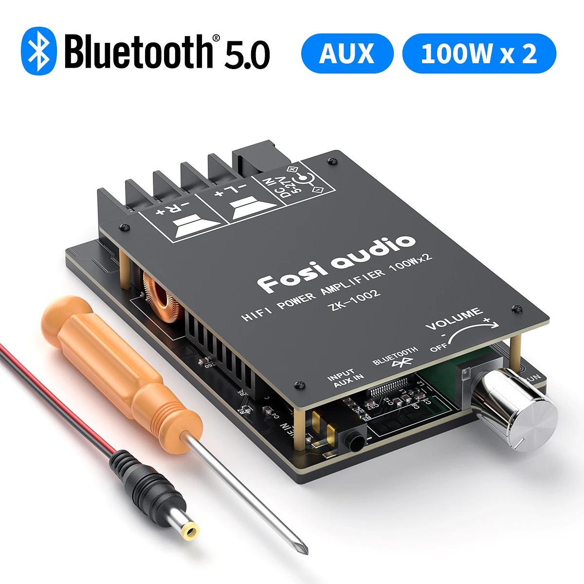 bass amplifier Fosi Audio Bluetooth 5.0 TPA3116D2 Digital Power Amplifier Board 100W Hifi Stereo AUX Audio Subwoofer Amplifier Mudule voice amplifier Audio Amplifier Boards