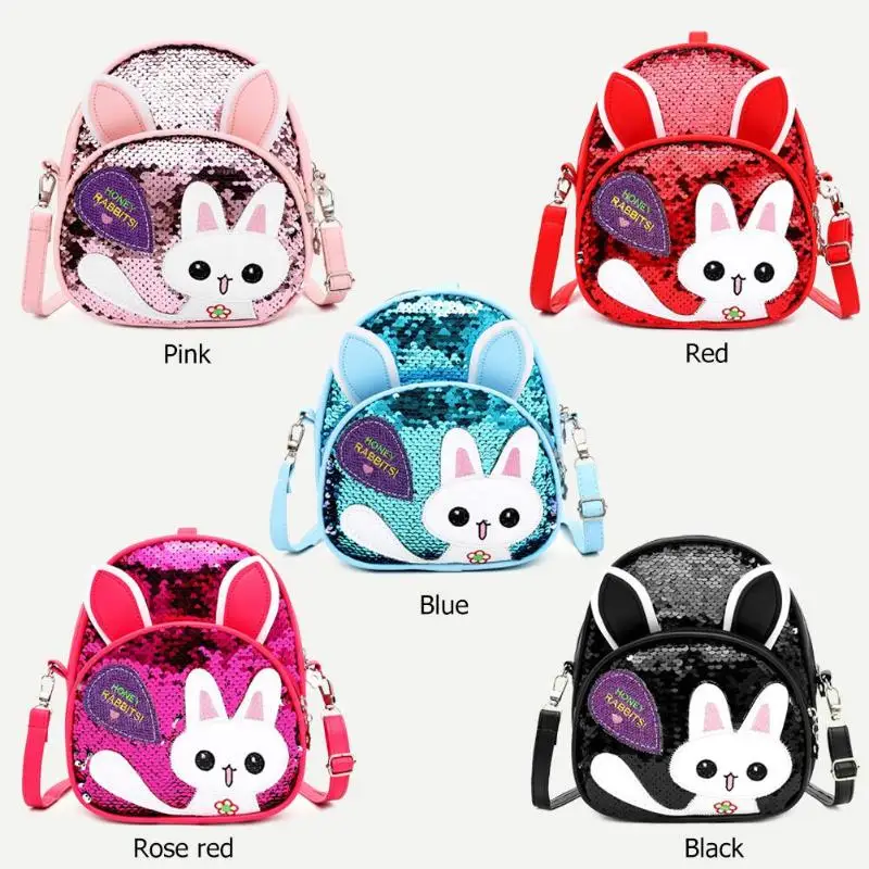 Детский Повседневный Маленький милый рюкзак с кроличьими ушками и блестками для девочек, школьная сумка ранец из искусственной кожи