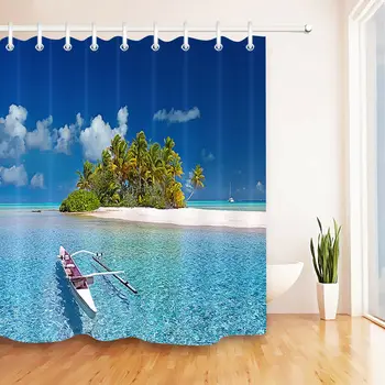 

Polynesia Beautiful Island Paradise Shower Curtain Waterproof Bath Uniqued