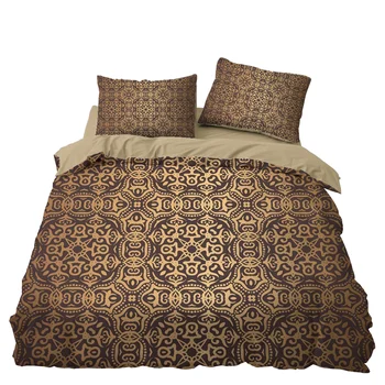 

Golden Indian Totem Luxury Bedroom Decor Bedspread Black Background Microfiber Hypoallergenic Zipper 1PC Duvet Cover Pillowcases