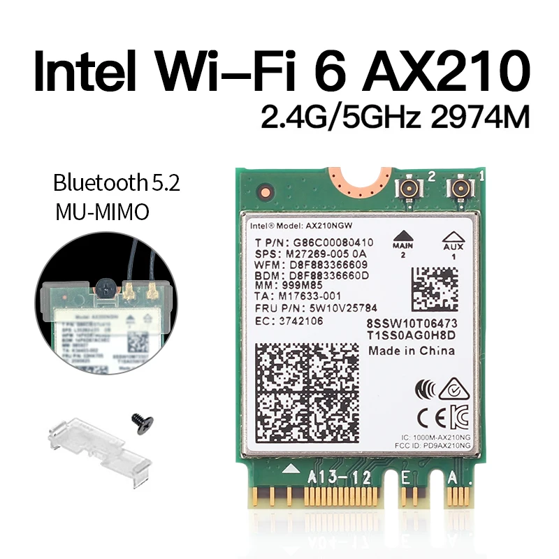ax210 m.2 ngff bluetooth 5.2 wifi rede wlan