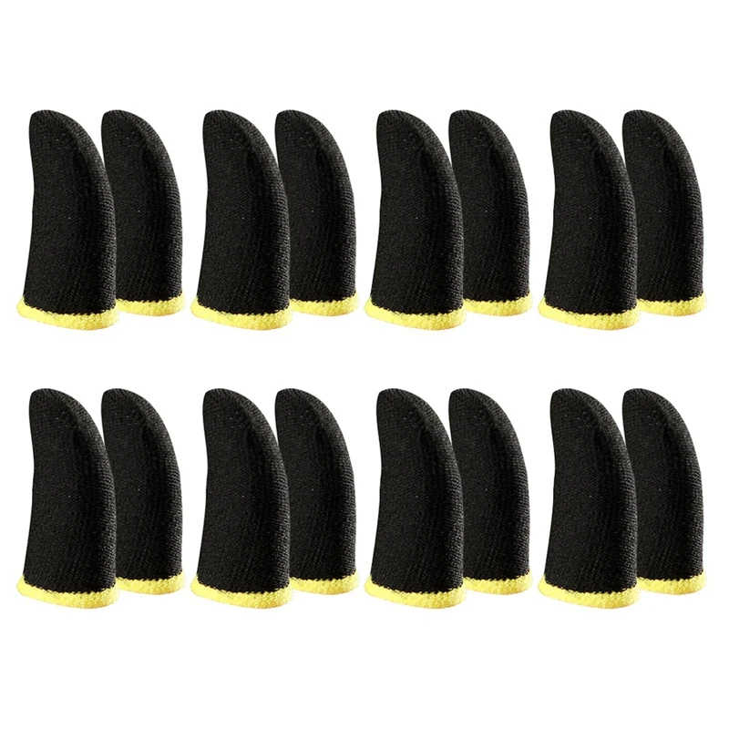 Mangas para dedos de fibra de carbono de 18 pines para PUBG, pantalla de presión para juegos móviles, sin mangas para dedos, negro y amarillo, 16 Uds.