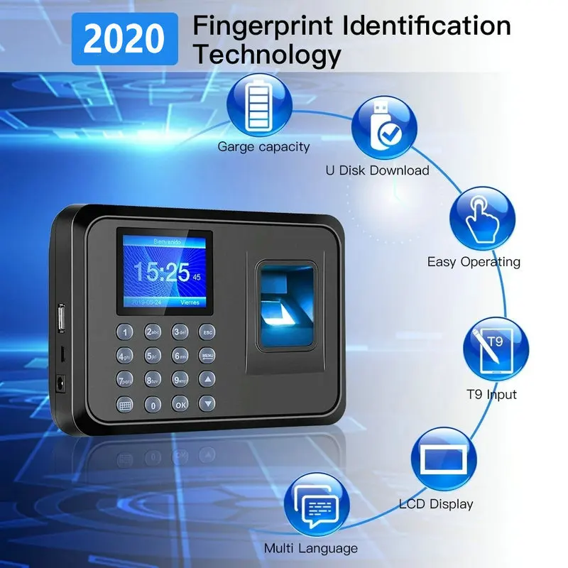 2.4" Color TFT LCD Display USB Biometric Fingerprint Time Attendance System And Time Recorder Control System for Employee Office