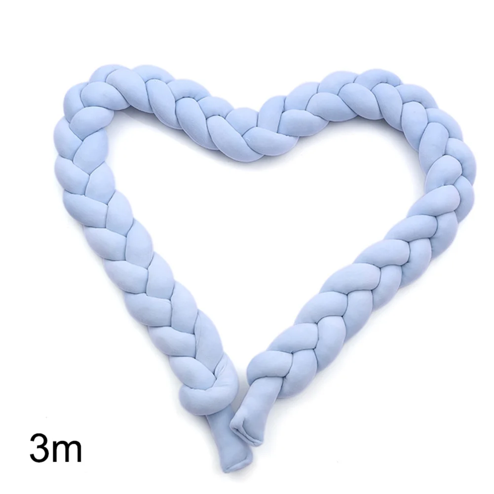 blue 3M Бампер для детской кровати, чистый тканый плюшевый узел, бампер для детской кроватки, детская кроватка, защищающий декор, высокое качество - Цвет: blue 3M