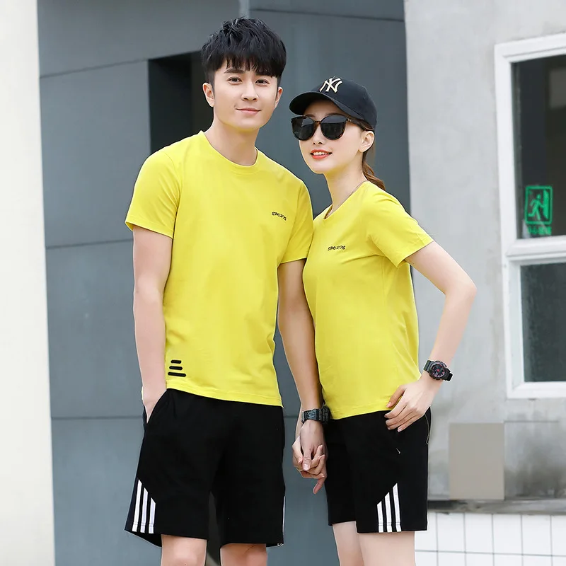 

Mining Yuan Bao Students Short Sleeve School Uniform Training Suit Printed Logo Customizable Couples Sports Set Company Batch