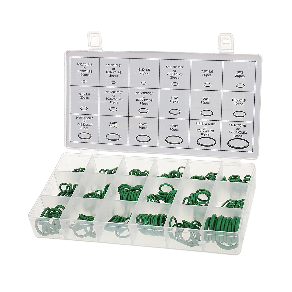 270PCS Car A/C System Air Conditioning O-Ring Seals Assortment Kits Green