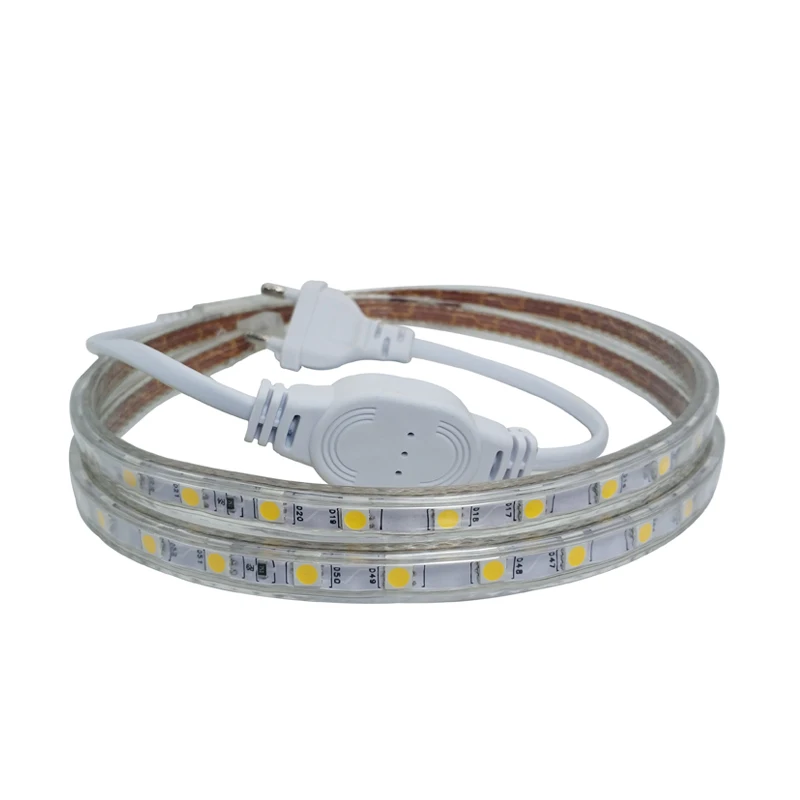 

220V Led Light Strip 220V Bedroom Tape 5050 220V LedStrip Waterproof Ip67 220 V Led Lights Strip For Room Outdoor Power Plug