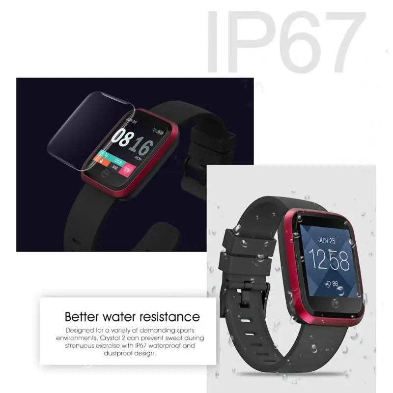 Zeblaze Crystal 2 Smartwatch монитор сердечного ритма IP67 Водонепроницаемый носимый прибор цветной дисплей Смарт-часы для Android IOS