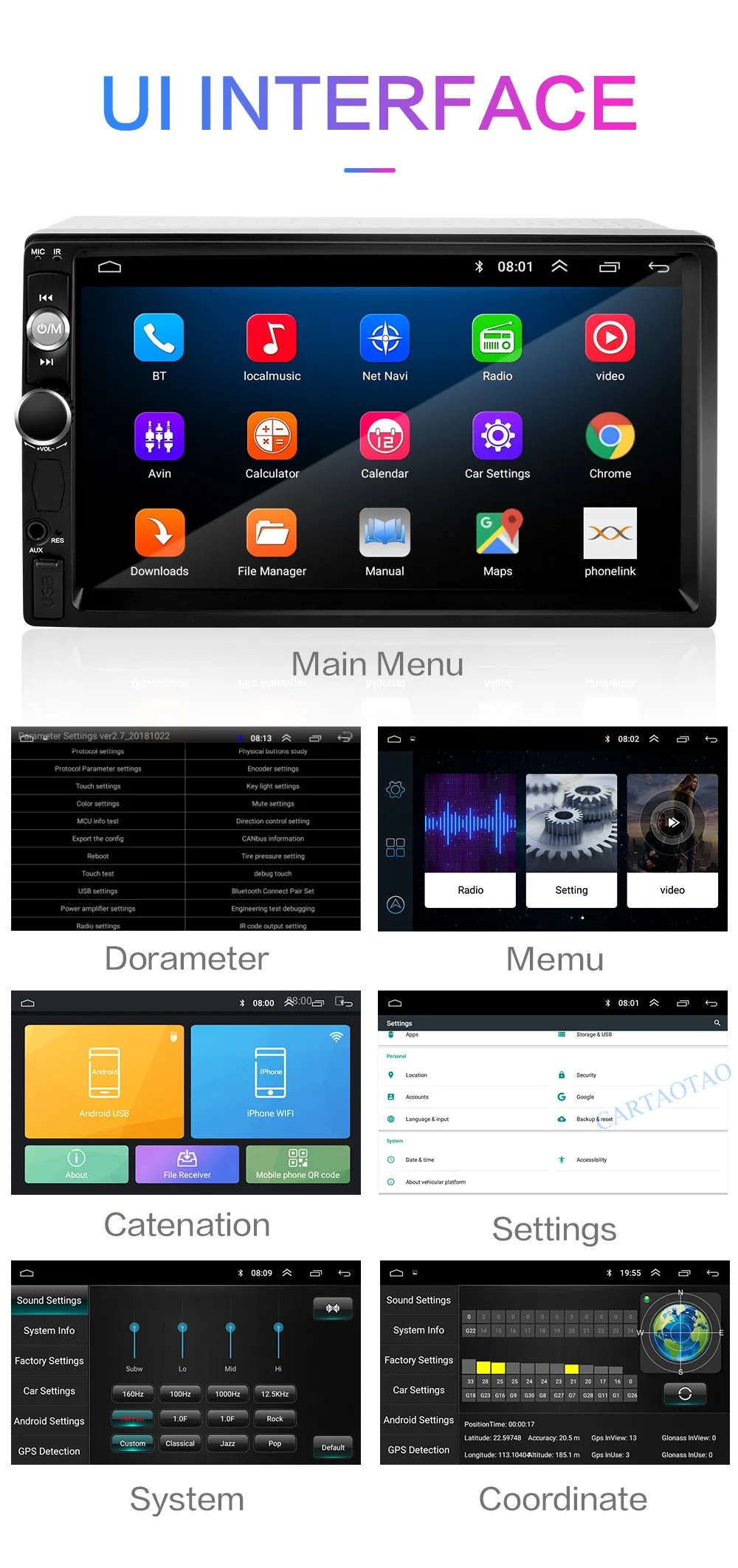 Ram 2G+ rom 32G 2din Android 8,1 Автомобильный мультимедийный плеер Авторадио Стерео " сенсорный экран видео MP5 плеер Автомобильный gps