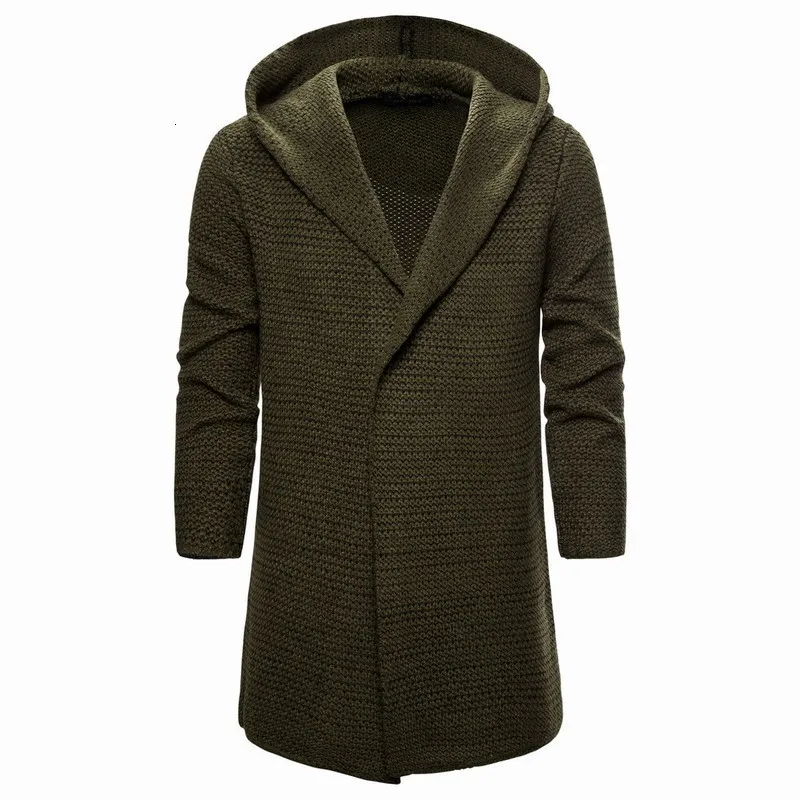 Moomphya, длинный стильный свитер с капюшоном, Тренч, пальто для мужчин, уличная одежда в стиле хип-хоп, на молнии, зимняя ветровка для мужчин, вязаная куртка для мужчин