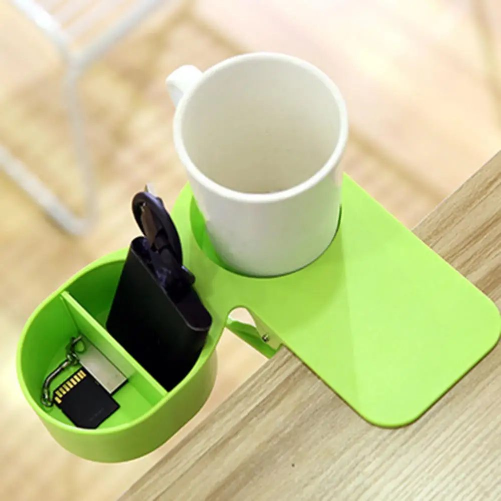 Cup Storage Holder 7 Solid Colors Creative Abs Cup Holder Clip Space-Saving With Storage Case Cupholder Desk Bottle Stand Clamp Office Accessories