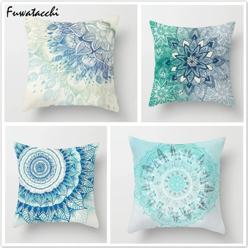 

Fuwatacchi Ink Water Color Throw Pillows Cushion Cover Ocean Flower Printed Pillow Cover for Home Sofa Decorative Pillowcase