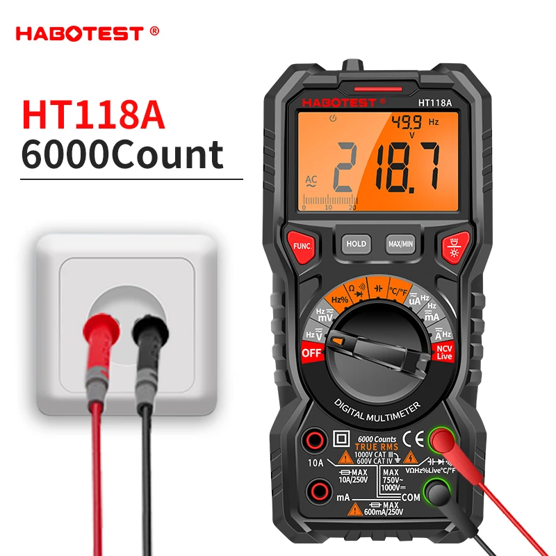 HABOTEST HT118A/C/D Digital Multimeter Auto Range NCV Hz Ture RMS AC/DC