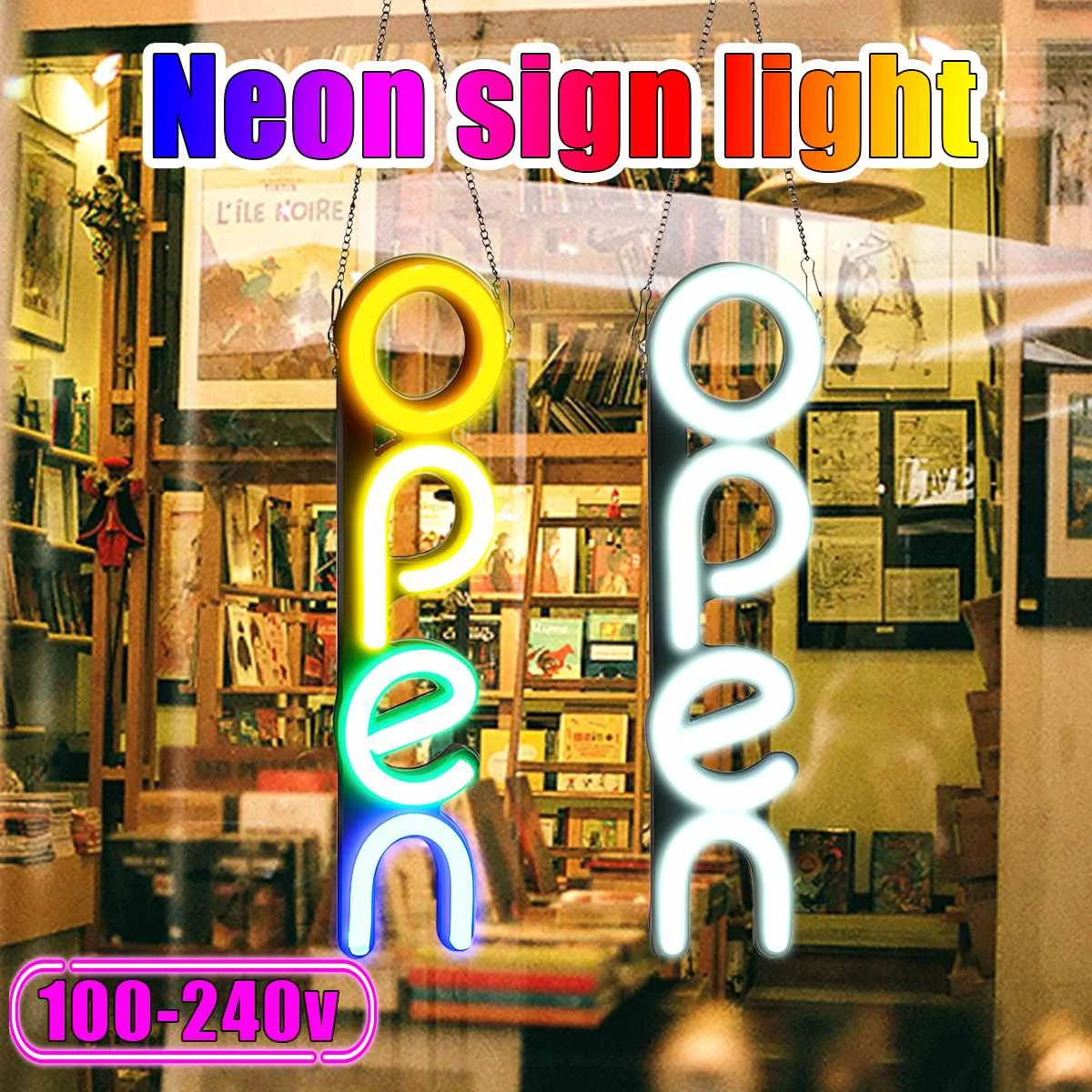 

Neon Sign Light OPEN LED Wall Light Visual Artwork Bar Lamp Commercial Lighting White/Colorful Home Room Shop Decoration