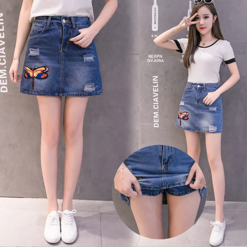 

Photo Shoot Denim Skirt Spring Women's 2020 New Style Skirt Summer Versatile Short Skirt Divided Skirt Students Tide