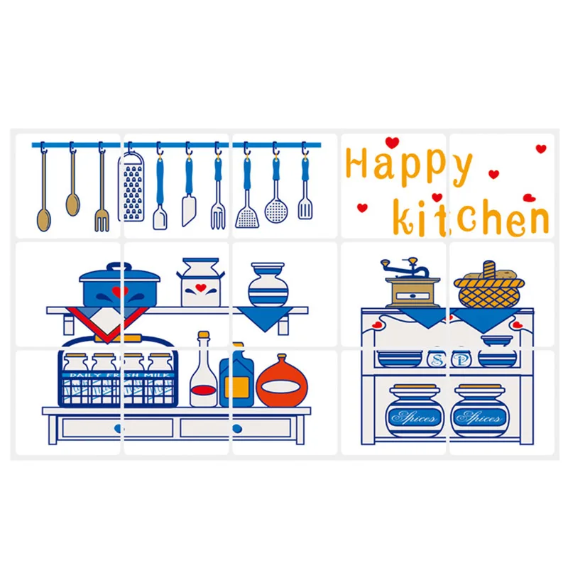 

Kitchen Oil Proof Waterproof Wall Sticker High Temperature Resistant Wallpaper Home Decor _WK