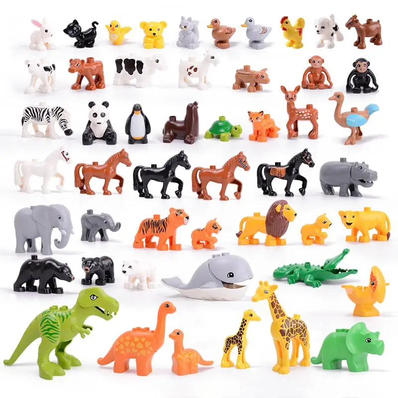 Duplos Animals series Model Figures Jurassic Dinosaur World Big Large particle building blocks brick Toys For childrens | Игрушки и