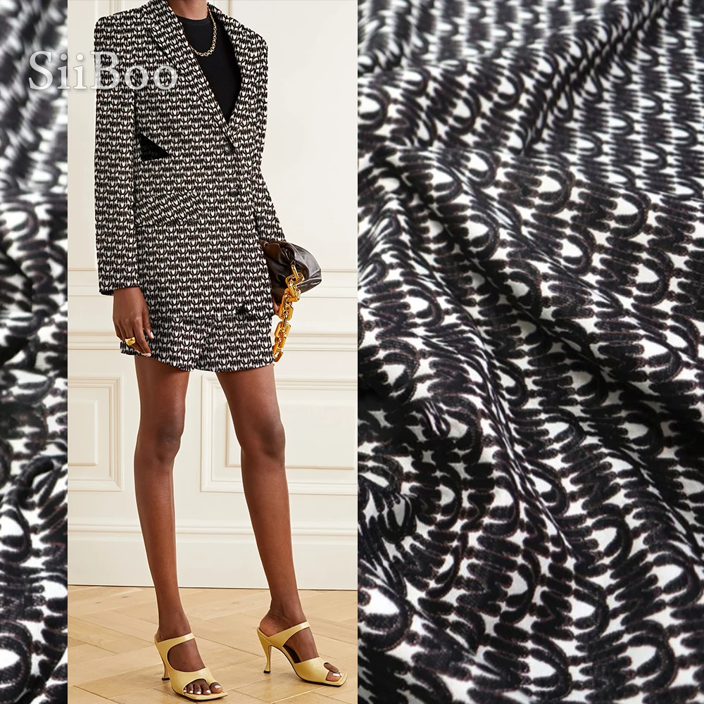 Siiboo monogram fashion jacquard fabric for women dress men blazer thick  tissu high quality sp6417