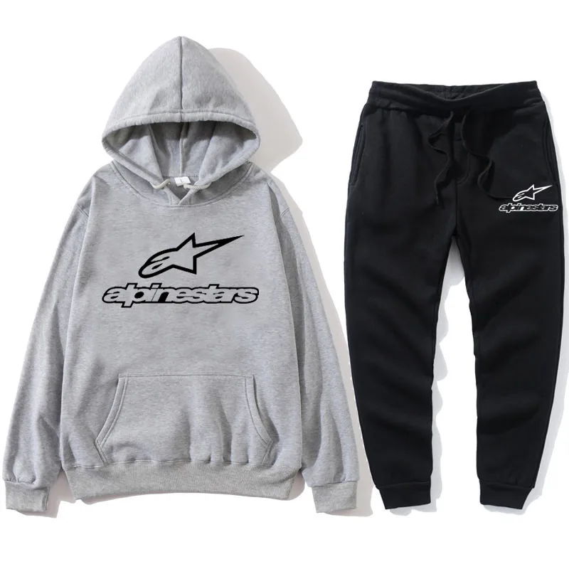 

Alpinestars New Brand Tracksuit Casual Hoodies For Men Sportswear Two Piece Sets Of Thick Red Sweatshirt + Pants Sport Suit