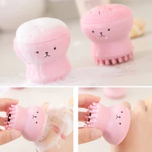 Soft Silicon Face Brush Facial Brush Soft Facial Scrubber Pore Cleaning Brush Baby Shower Sponge& Brush