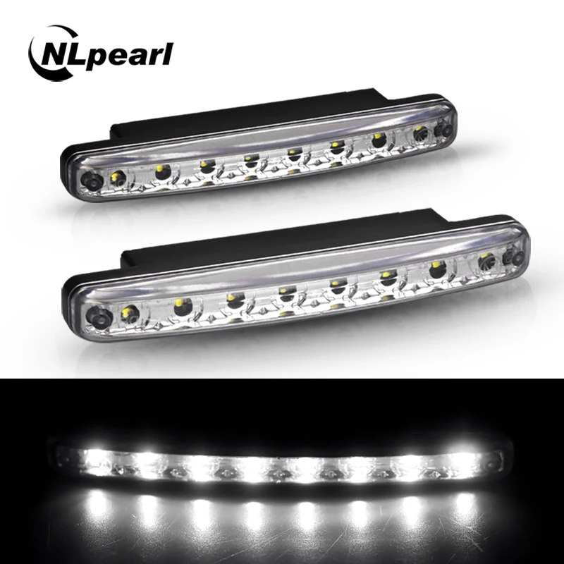 

Nlpearl 2pcs Car Light Assembly 8 LEDs Car Daytime Running Lights Waterproof DRL LED Auto Fog Light Driving Running Lamps 12V