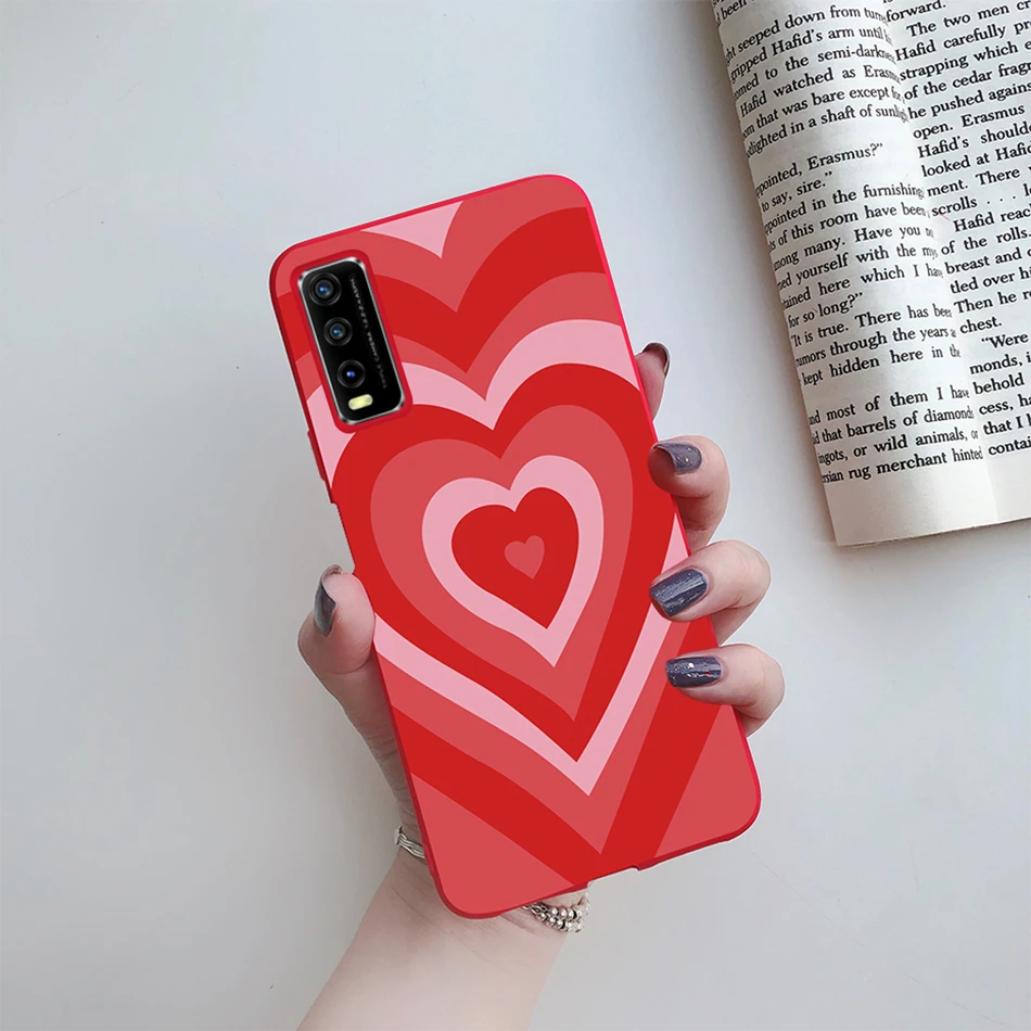 For Vivo Y12s Y11s Y12a Case V2026 V2028 Popular Love Heart Flower Soft TPU Silicone Back Cover For Vivo Y 12 s Y12s 2021 Fundas phone purse