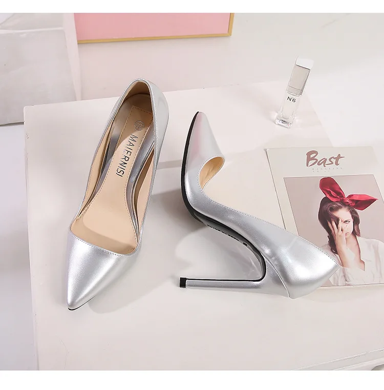 Большие размеры 35-45, 46, 47, новые лакированные кожаные туфли-лодочки модные офисные туфли женские пикантные туфли на высоком каблуке Женская Свадебная обувь для вечеринок